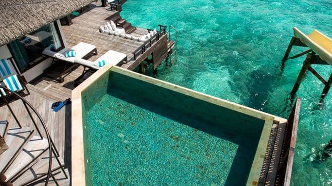 Vibrant water slide at a luxurious resort, perfect for fun.