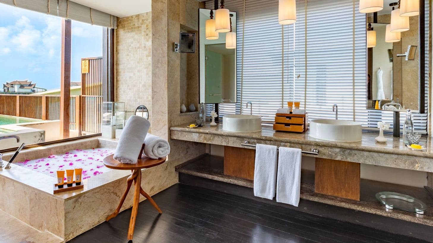 Vibrant water slide at a luxurious resort, perfect for fun.