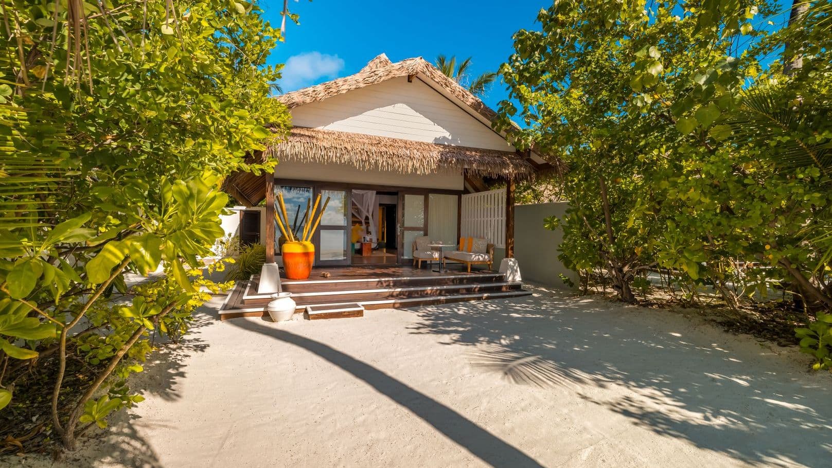 Earth villa with a refreshing beachfront escape, Maldives luxury villa, beach villas.